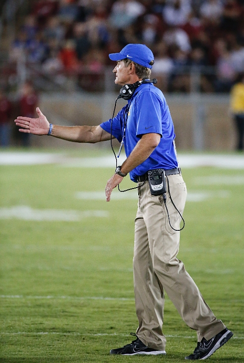 130907-Stanford-SanJose-013.JPG - Sept.7, 2013; Stanford, CA, USA; San Jose State Spartans head coach Ron Caragher against the Stanford Cardinal at  Stanford Stadium. Stanford defeated San Jose State 34-13.